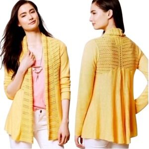 Angel Of The North Anthropologie Visionary Cardigan Women's Small Yellow Crochet